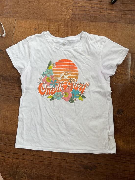 Tops - O'Neill Girls Large White Sunrise Floral Retro Graphic T-Shirt